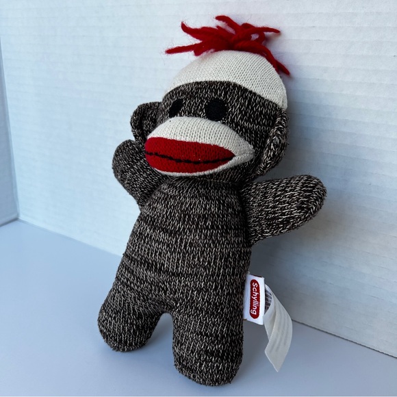 Schylling Brown Sock Monkey (2009) 8 inches/20 cm. Stuffed Animal - Picture 3 of 8
